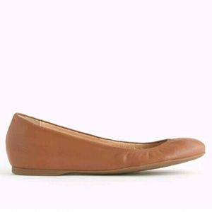 J. Crew Cece Leather Ballet Flats in Burnt Sienna